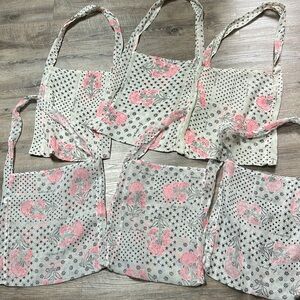 Free People LOT of 6 Reusable Shopping Tote Bags Cotton Muslin